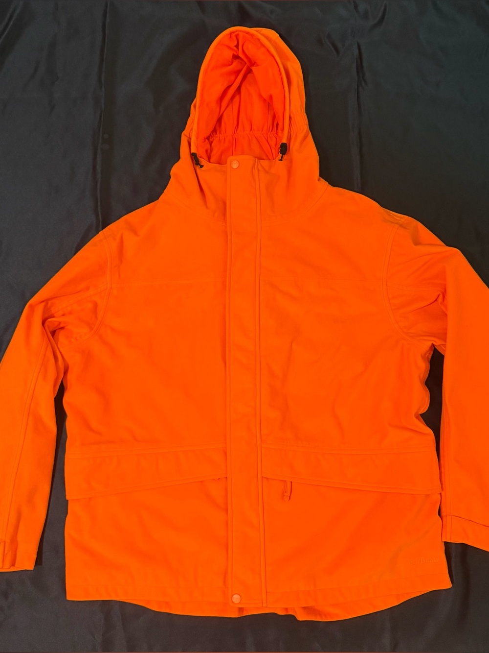 L.L.Bean Men's Orange Hooded Full double Zip Jacket Stand-Up Collar 2XL Regular